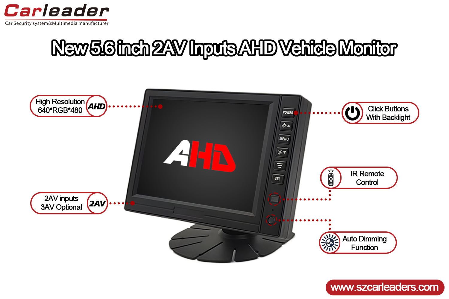 5 இன்ச் TFT LCD டிஜிட்டல் பேனல் AHD மானிட்டர்