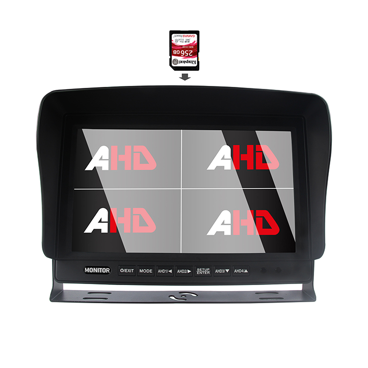 கார்லீடர் 10.1 இன்ச் AHD குவாட் ஸ்பிளிட் டிஸ்ப்ளே SD DVR வாகன மானிட்டர்