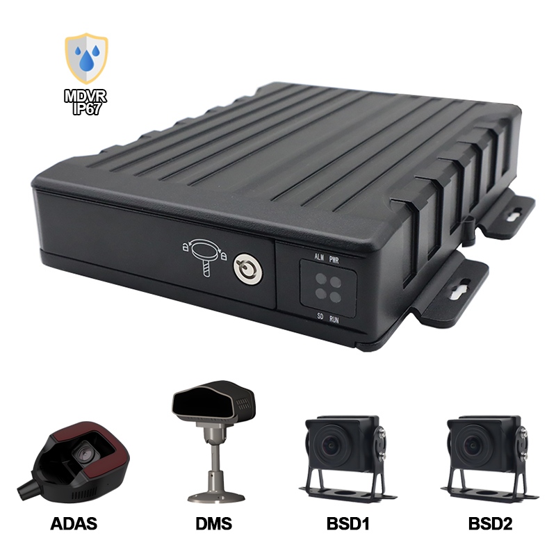 4CH IP67 நீர்ப்புகா AI SD மொபைல் DVR ஆதரவு ADAS+DMS+BSD